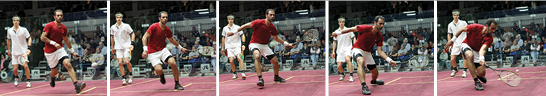 Amr Shabana’s movement on court provides an excellent example of applying direct and peripheral focus simultaneously.