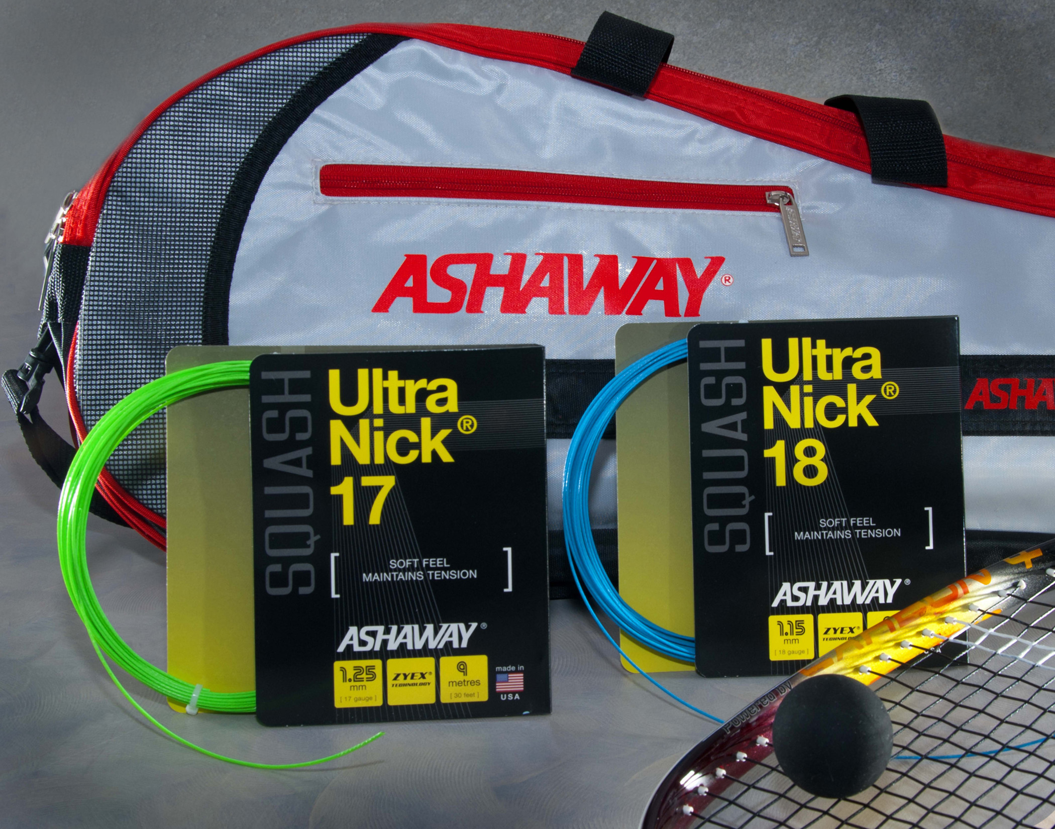 Ashaway’s UltraNick, in contrast, uses a more traditional multifilament core and is designed to give and stretch a bit before rebounding—making for a “softer” feel.