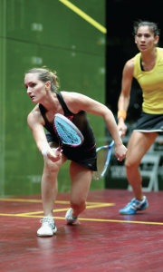 Despite reaching the quarterfinals, by eliminating New Zealand's Joelle King in four games, Natalie Grinham (L) was still in search of her first World Open title. Grinham has been runner-up four times and the semifinals twice. In the Caymans, she fell in the quarterfinals. 