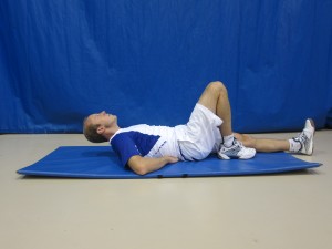 The Curl-Up emphasizes movement from the mid-back and not from the neck.