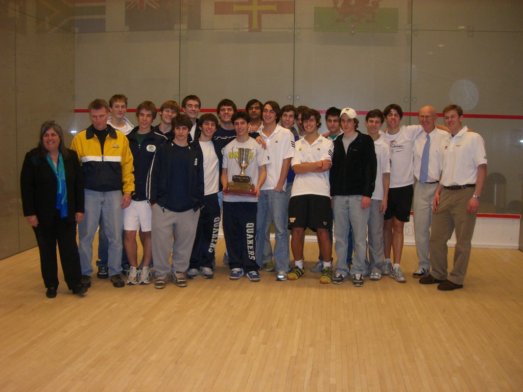 William Penn Charter School and Brunswick School teams and coaches, with Melinda Justi (far left), after whom the boys trophy was named last year in honor of her founding of the tournament in 2004