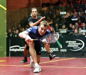 32-year-old Nick Matthew of England, and 33-year-old Egyptian Amr Shabana, first met in a PSA match at the Sky Open in 2001. The first round encounter went the distance with Matthew winning in 74 minutes. Twelve years later, they faced off for the 27th time, with Matthew winning in the second round in just three games. But the pair have battled to a nearly equal career mark with Matthew holding a slight edge, 15-12.