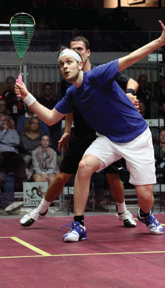 James Willstrop improved his record against countryman Peter Barker (background) to 22-2 in their last 24 meetings with a four-game win in the Open quarterfinals.
