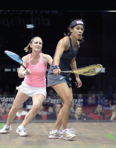Since her first World Open in 2000, Natalie Grinham (L) has been runner-up four times, including twice to Nicol David. She last beat David in a World Open in a five-game semifinal in 2004. This year David took her out in the semis.