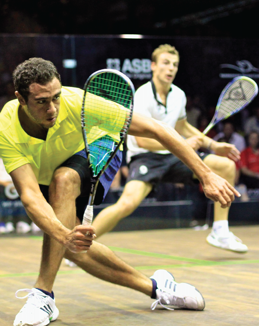 Egypt's World No. 2, Ramy Ashour (L) staked the defending champions to a critical one-match lead in the finals of the World Team Championships by upsetting England's World No. 1, Nick Matthew, in straight games. It was the second time in less than a month that Ashour had upended Matthew, but just the first time in his career that he had shut the Englishman out.