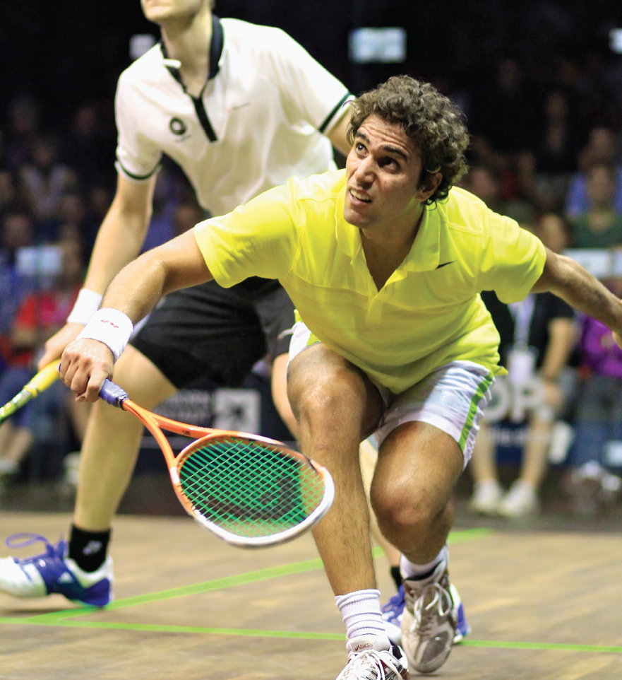 With the final knotted at a match each for Egypt and England, James Willstrop (L) and Karim Darwish took the court for the 19th time in their professional careers. Darwish, who hadn't beaten Willstrop since 2006, jumped out to a commanding two-game lead and recovered after dropping the third to secure the repeat title for Egypt 11-5, 13-11, 9-11, 11-4.