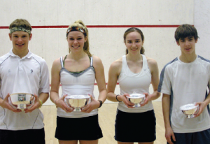 Mixed U19, (L-R) Winners Andrew McGuinness & Bailey Bondy, with runners-up Colleen Fehm & Matthew Cooper.