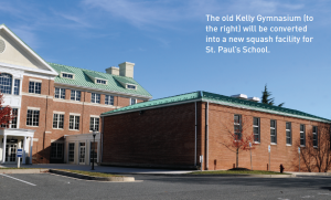 The old Kelly Gymnasium (to the right) will be converted into a squash facility for St. Paul's School.