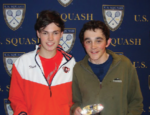 James Fisch (L) put together three identical scores in the final of Boys U19, 11-5 in each to overcome Diego Sanz de Acedo.