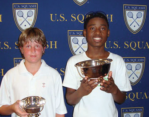 In the Boys U13 final, Osummanu Imoro (R) needed five games, after winning the first two, to defeat William Braff.