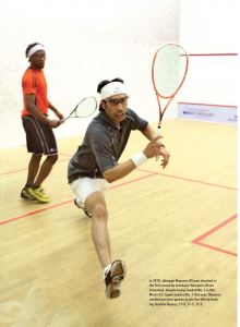 In 2010, Jahangir Naseem (R) was shocked in the first round by eventual champion, Brian Greenleaf, despite being seeded No. 1 in the Men's 5.5. Again seeded No. 1 this year, Naseem needed just four games to win the title by beating Ibrahim Nyanzi, 11-6, 11-5, 11-7.
