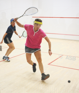 Hope Prockop (R) swept through the round robin Women’s 5.5 without dropping a game, including a confident 11-7, 11-7, 11-6 final playoff over Juliana Lilien.