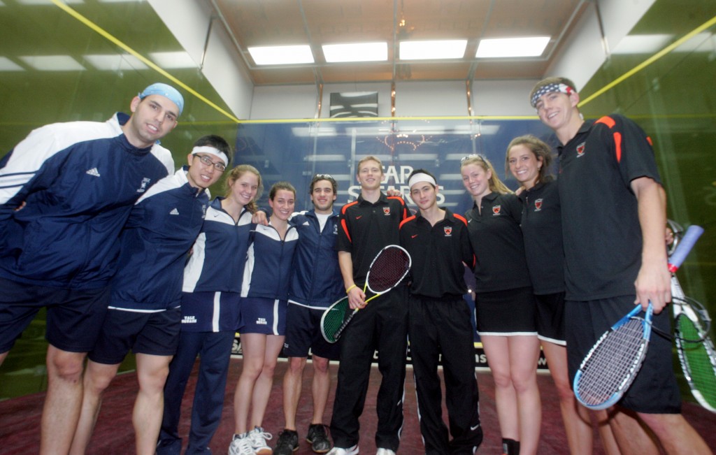But Illingworth wasn’t alone in carrying the Yale banner—for the first time, a college match was staged during the TOC with both Princeton and Yale (below) fielding two women and three men in a modified intercollegiate clash. (visit squashmagazine.com for more on this unique twist)