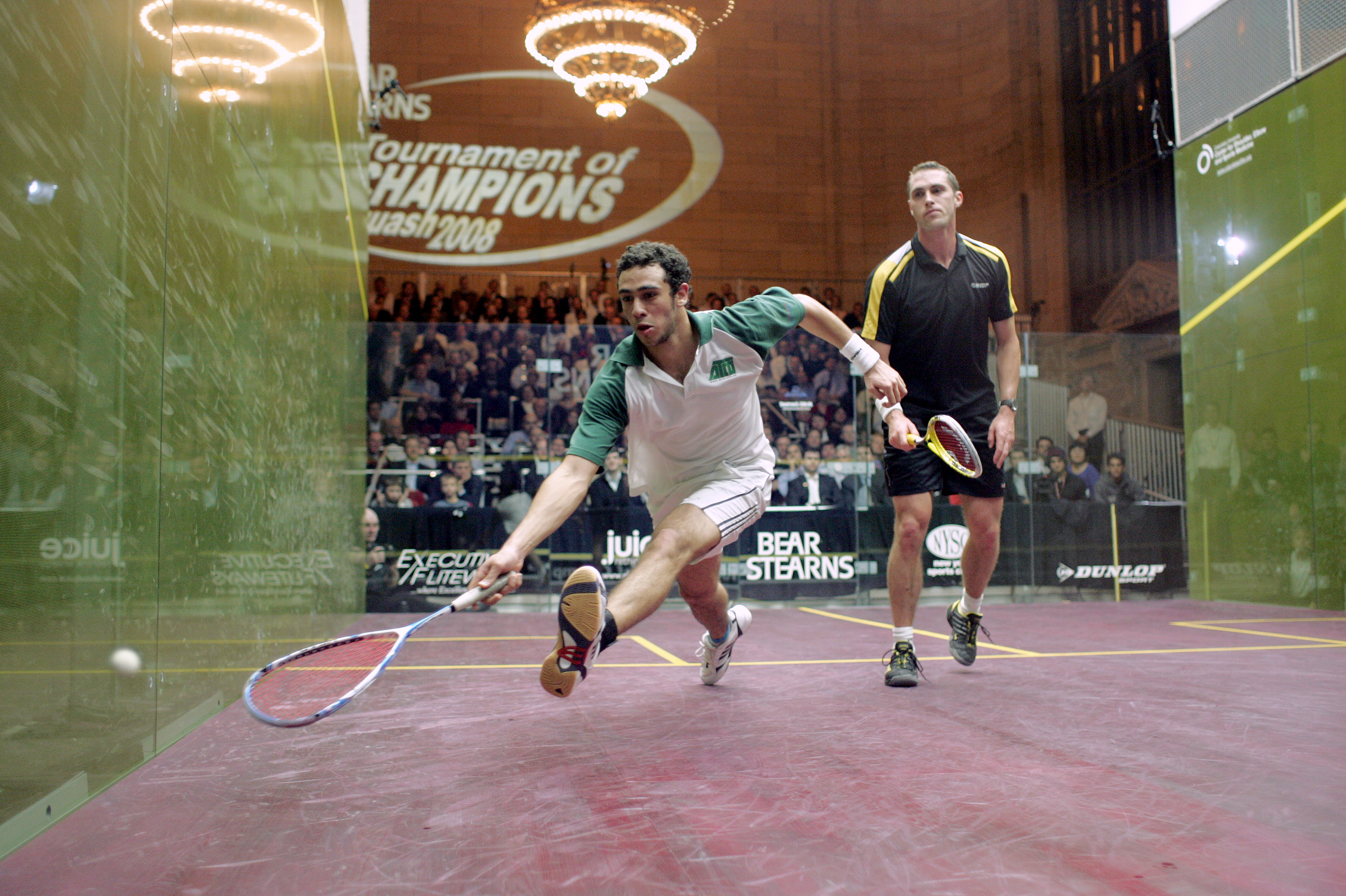 Ramy Ashour (in green), the 2009 JP Morgan Tournament of Champions will be his encore after winning it last year. He’s currently ranked World No. 3.