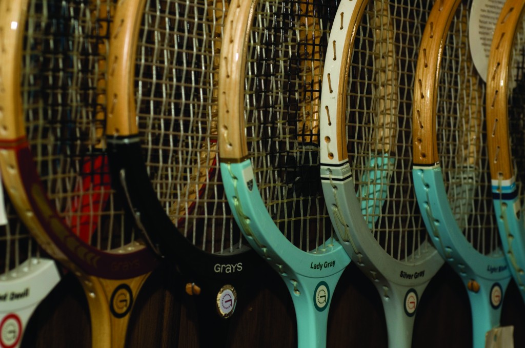 “As I see it, the squash racquet (international/English) had about six distinct stages of development. From 1860-1890s cut down Racket racquets; 1900-1940s, solid wood (ash/bamboo/willow); 1940-1960 Laminated head still with wood handle, still with trebling in strings; 1960-1975 Handles of aluminum/steel/fiberglass, some with heads of those materials; 1975-1981 Hybrid laminated wood/graphite, larger head size; From 1981 wood was finished, with Head producing the first graphite racquet.” —Bert Armstrong