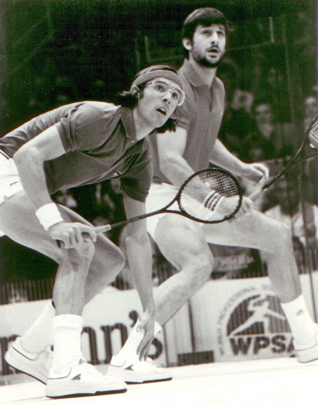 Ned Edwards (with beard) was Talbott’s foil on the WPSA tour and for many years was the only player to beat him in a final.