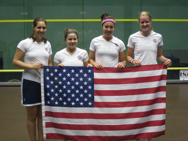 Just before conquering Canada, Yarden Odinak, Olivia Blatchford, Amanda Sobhy and Cerullo showed their country pride.