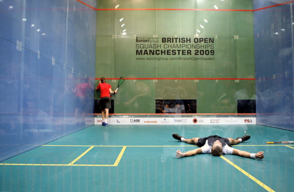 By upsetting the No. 2 seed, Gregory Gaultier, in the quarterfinals, Peter Barker (far right) became the first of three English players to reach the semis. And in the final, Nick Matthew collapsed to the floor after securing his second British Open, this time over countryman James Willstrop in just over two hours.