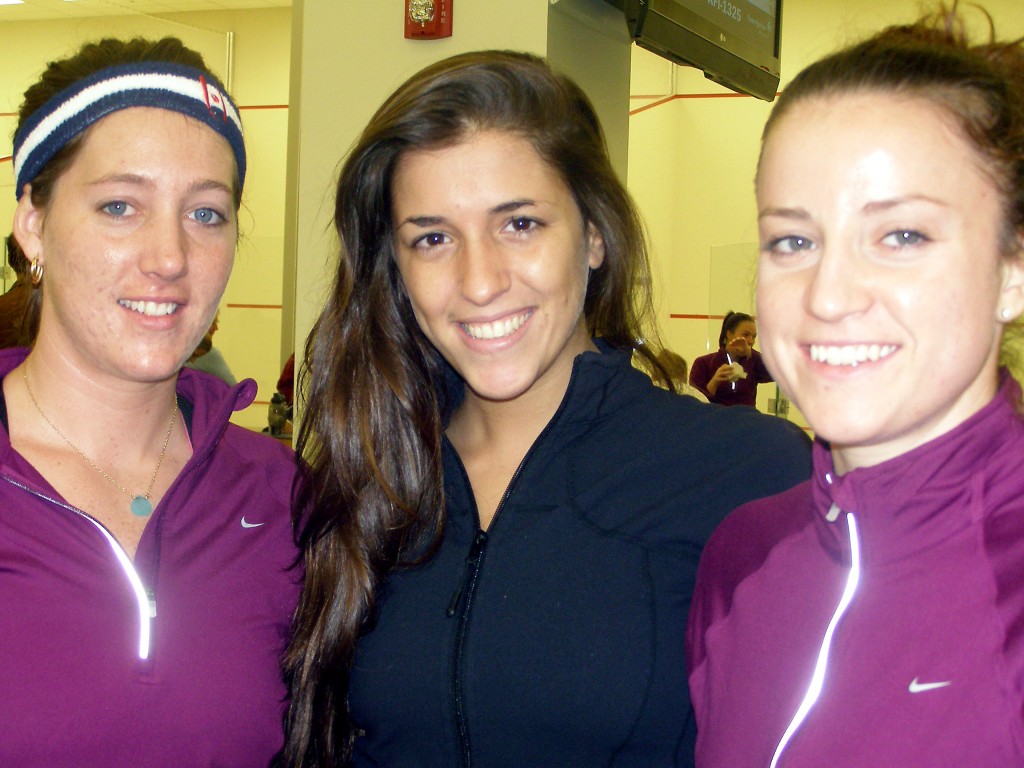 DC’s Larissa Stephenson, Boston’s Fernanda Rocha and Philly’s Tina Rix. added the WISPA touch to Howe Cup.