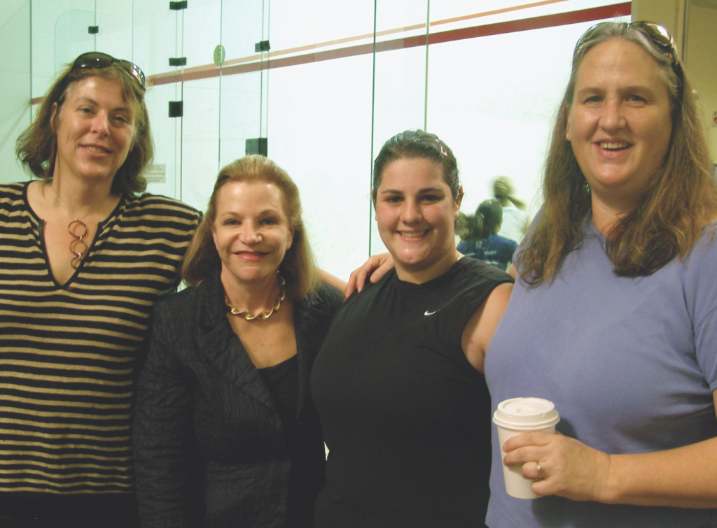 A fresh crop of Howe Cup players from Seattle couldn’t stop grinning all weekend as they reveled in the competition, teamwork and endless fun. (L-R) Carrie Greaves, Allison Eddy, Annie Barouh and Kathleen Dickenson.