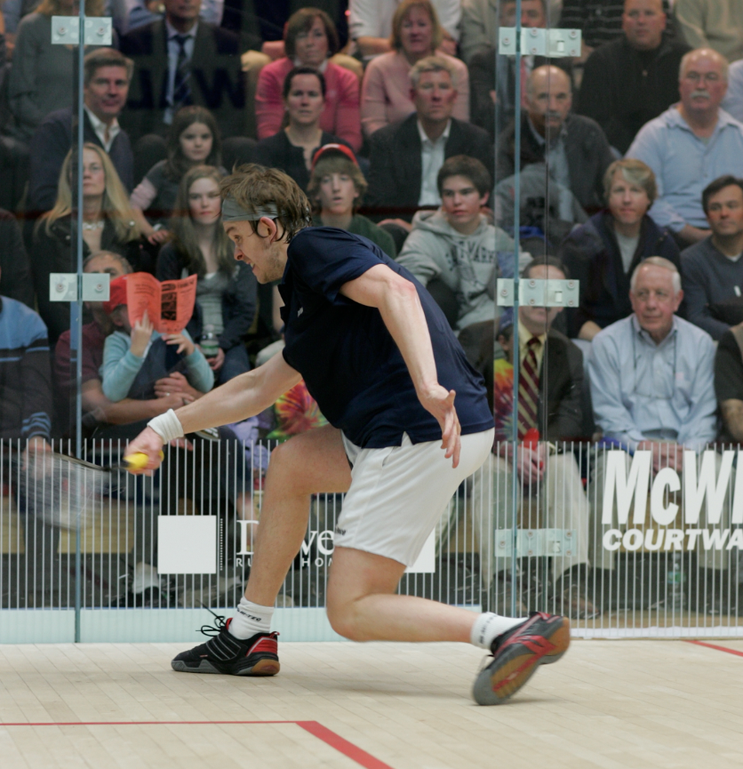 Again, with little time in the back corner, a short stroke and a ball struck to allow time to get back into good position on court is paramount over a classic full-swing.