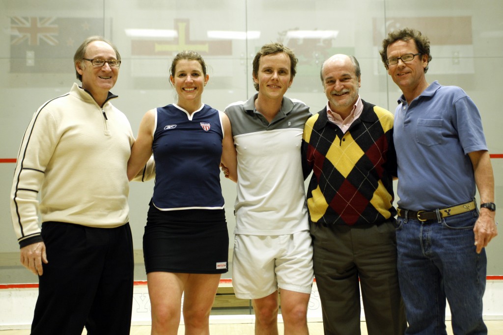 During the Saturday party, David Slosburg, Natalie Grainger, Peter Nicol (you remember him, right?), former U.S. SQUASH CEO Palmer Page and Yale Coach David Talbott took time out for a bit of posterity.