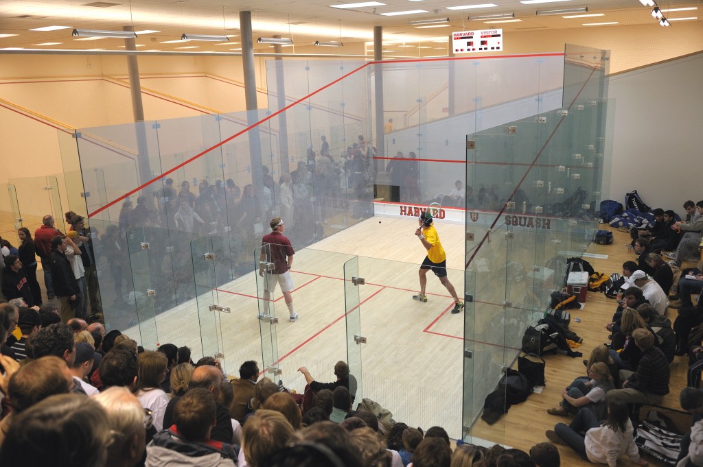 Harvard’s spectacular glass show court played host to the 2008 Men’s Team Championships that Trinity won with relative ease. Trinity beat Harvard 9-0 in the semifinals of the Potter division and went on to overwhelm Princeton 8-1 in the final.