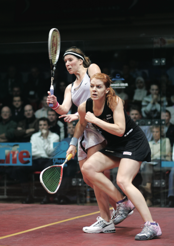 In a battle of former No. 1’s, Natalie Grainger (below left) put out Vanessa Atkinson in the second round in convincing style—but not before dropping the first two games to put herslef in a hole.