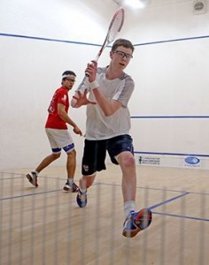 Lefty and BU19 twenty-first place finisher Timmy Brownell prepares to strike against Spain’s Edmon Lopez, winning the match 17-19, 11-9, 11-6, 11-8, in the second round