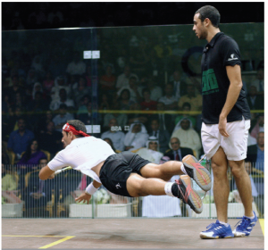 In 2009, Amr Shabana recorded his fourth World Championship title in what turned out to be his most dominant performance. The Maestro, seeded No. 4, dropped the third game of his semifinal to top-seeded James Willstrop before crushing the defending champion, Ramy Ashour (r), in three games. 